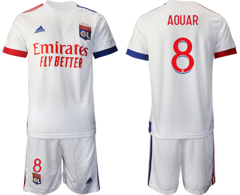 Men 2021 Lyon home 8 soccer jerseys
